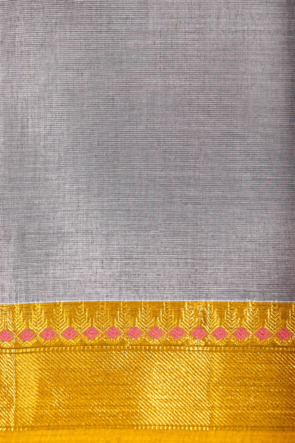 Cotton Grey Solid With Zari Border Dress Material