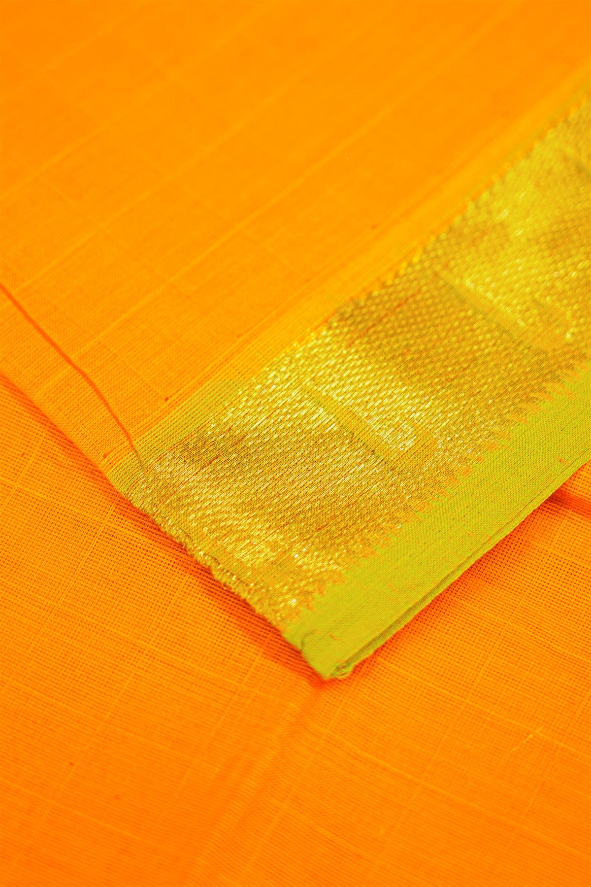 Cotton Orange Zari Woven Dress Material