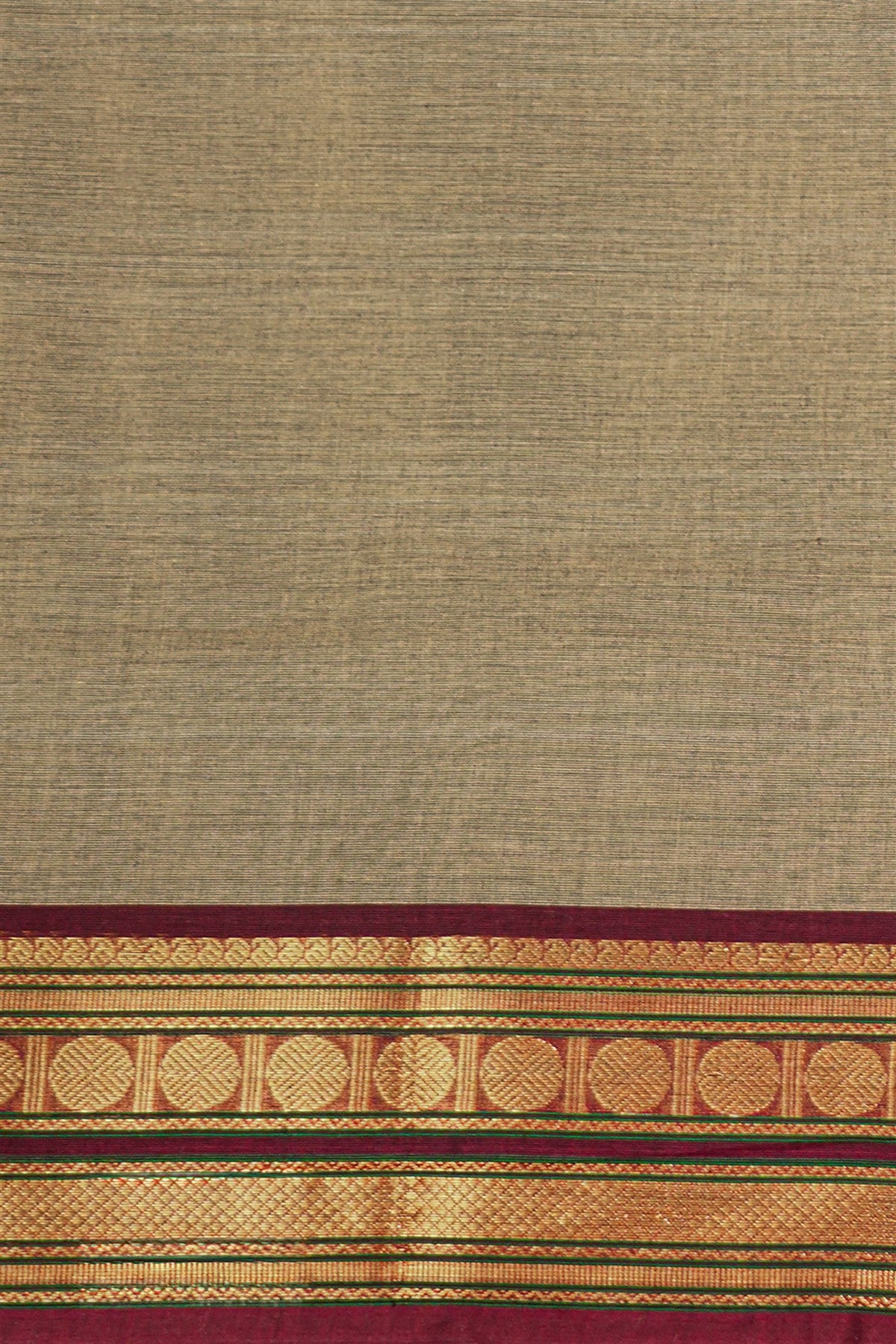 Cotton Beige Zari Border Dress Material