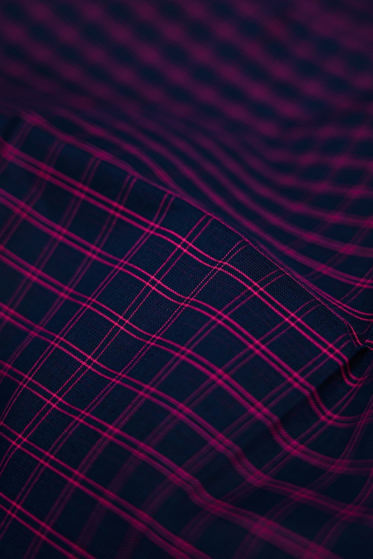 Cotton Navy Blue And Magenta Checked Dress Material