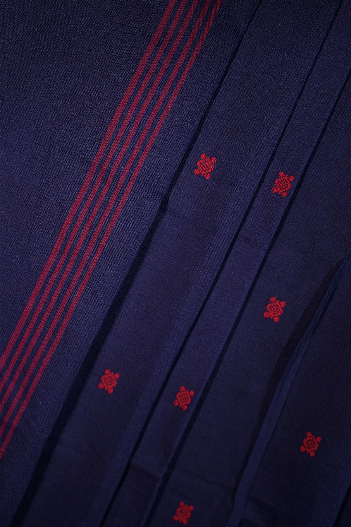Cotton Magenta And Navy Blue Checked Dress Material