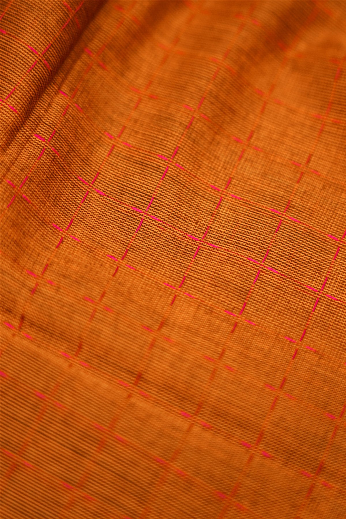 Cotton Mustard And Pink Geometric Weave Dress Material