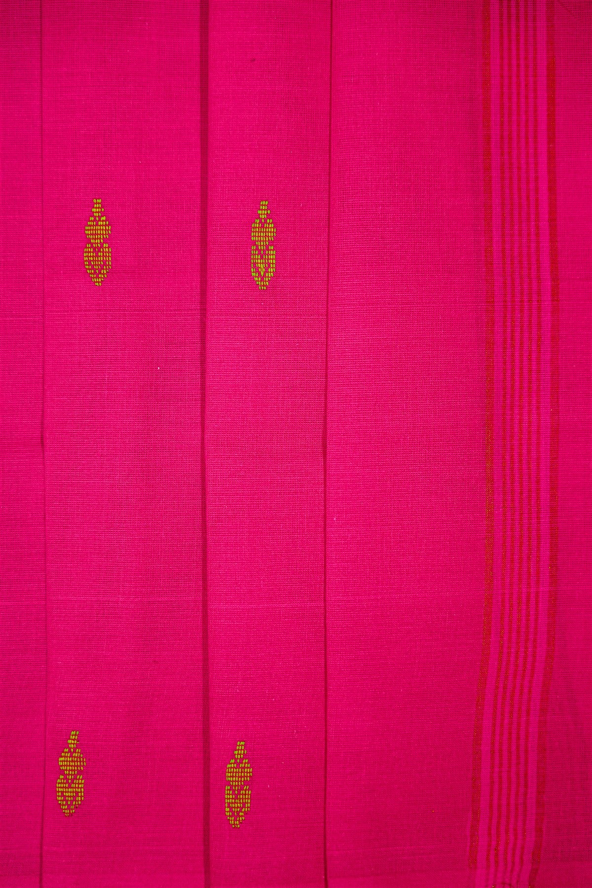 Cotton Mustard And Pink Geometric Weave Dress Material