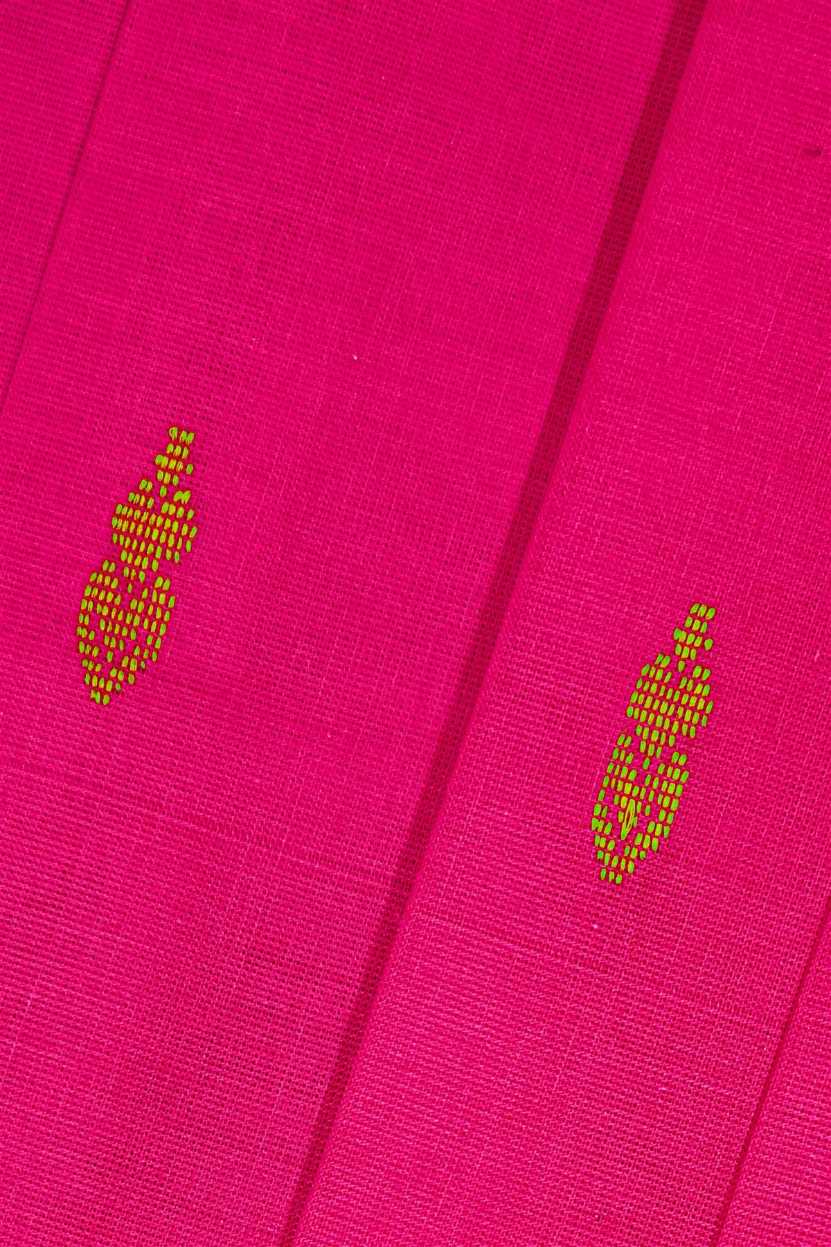 Cotton Mustard And Pink Geometric Weave Dress Material