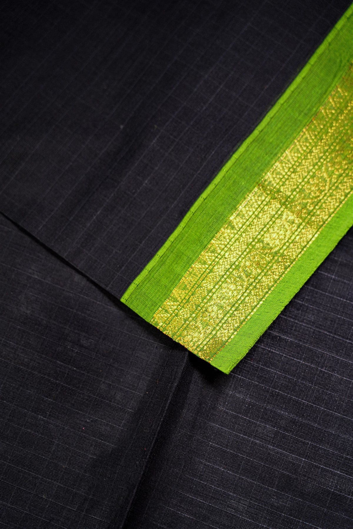 Cotton Black Zari Border Dress Material