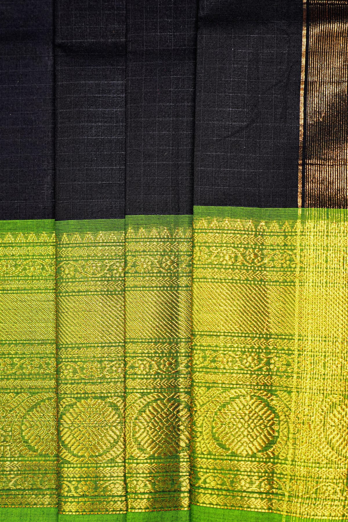 Cotton Black Zari Border Dress Material