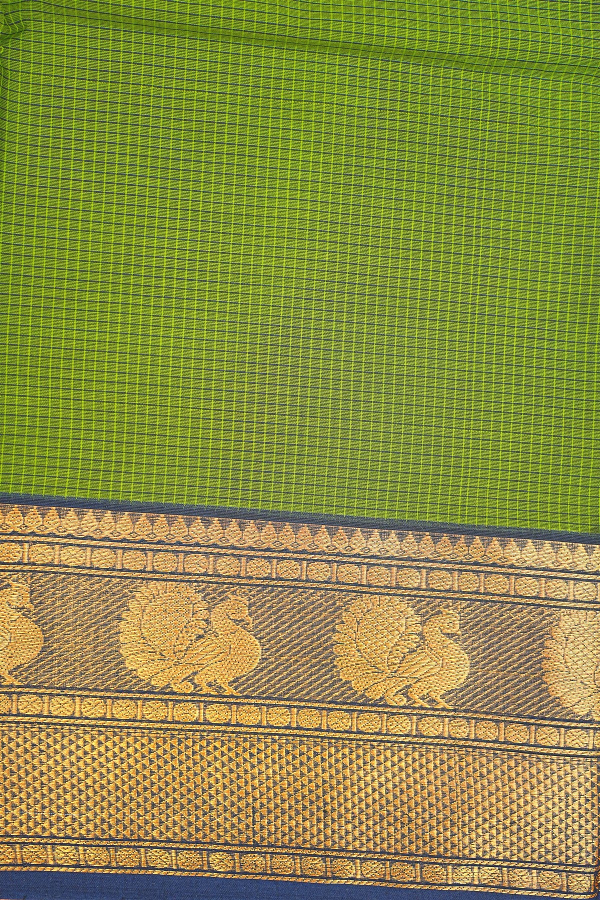 Cotton Green Checkered Pattern Dress Material