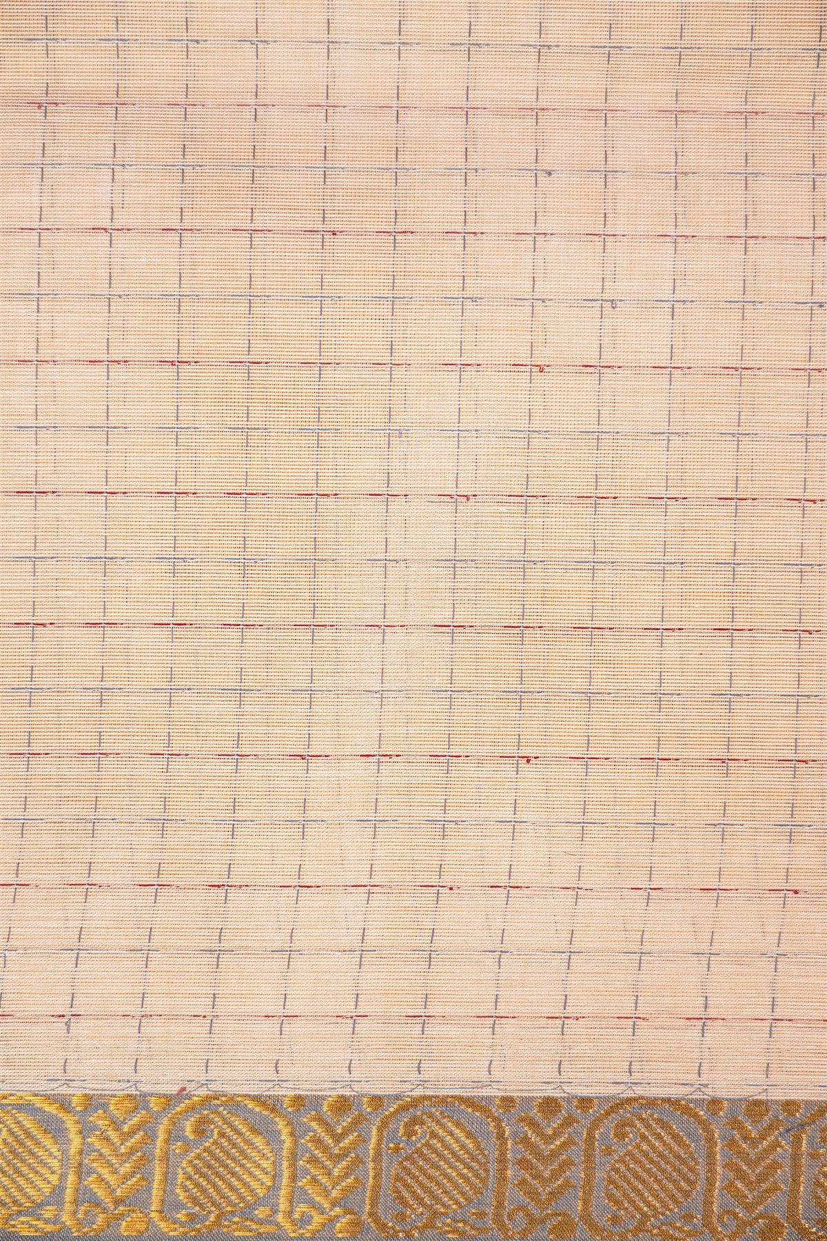 Cotton Beige And Grey Checked Dress Material