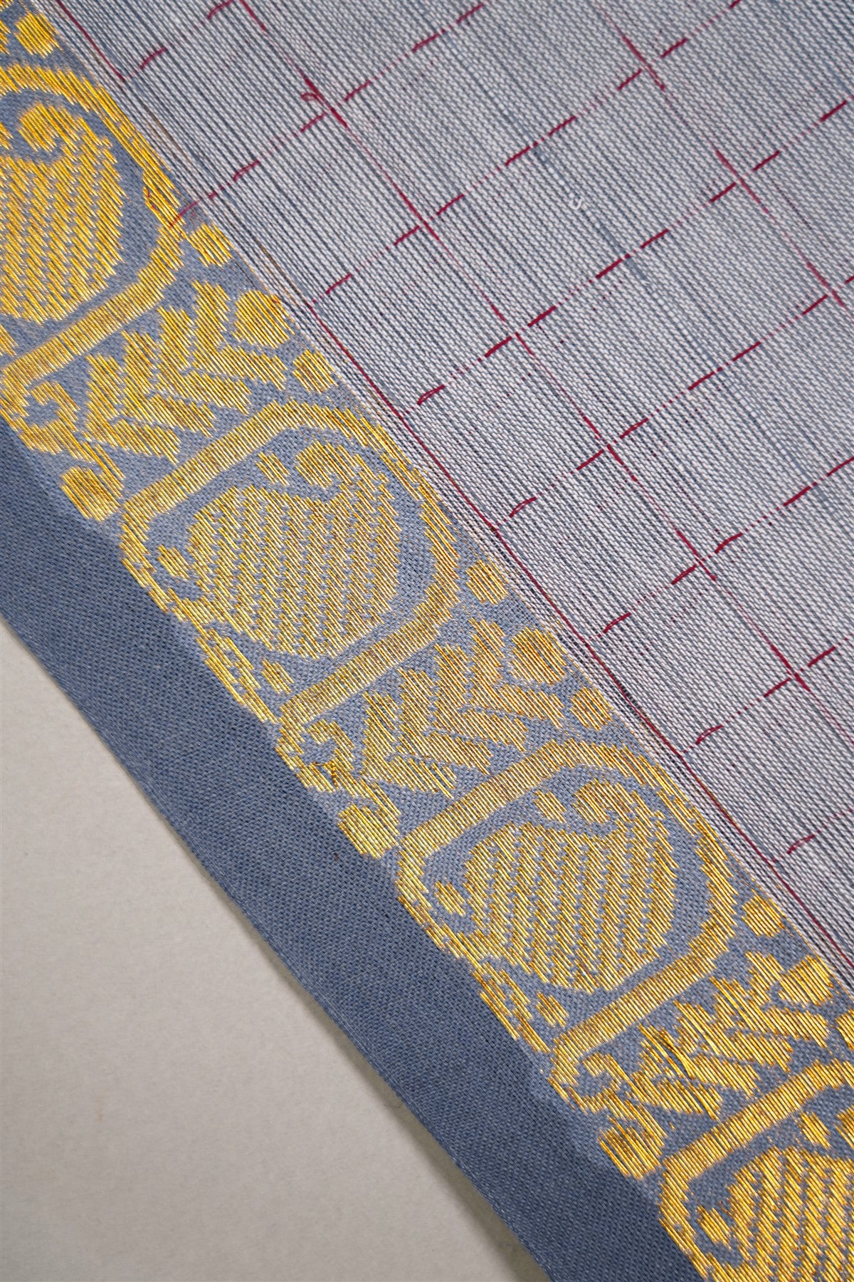Cotton Grey Checked Dress Material