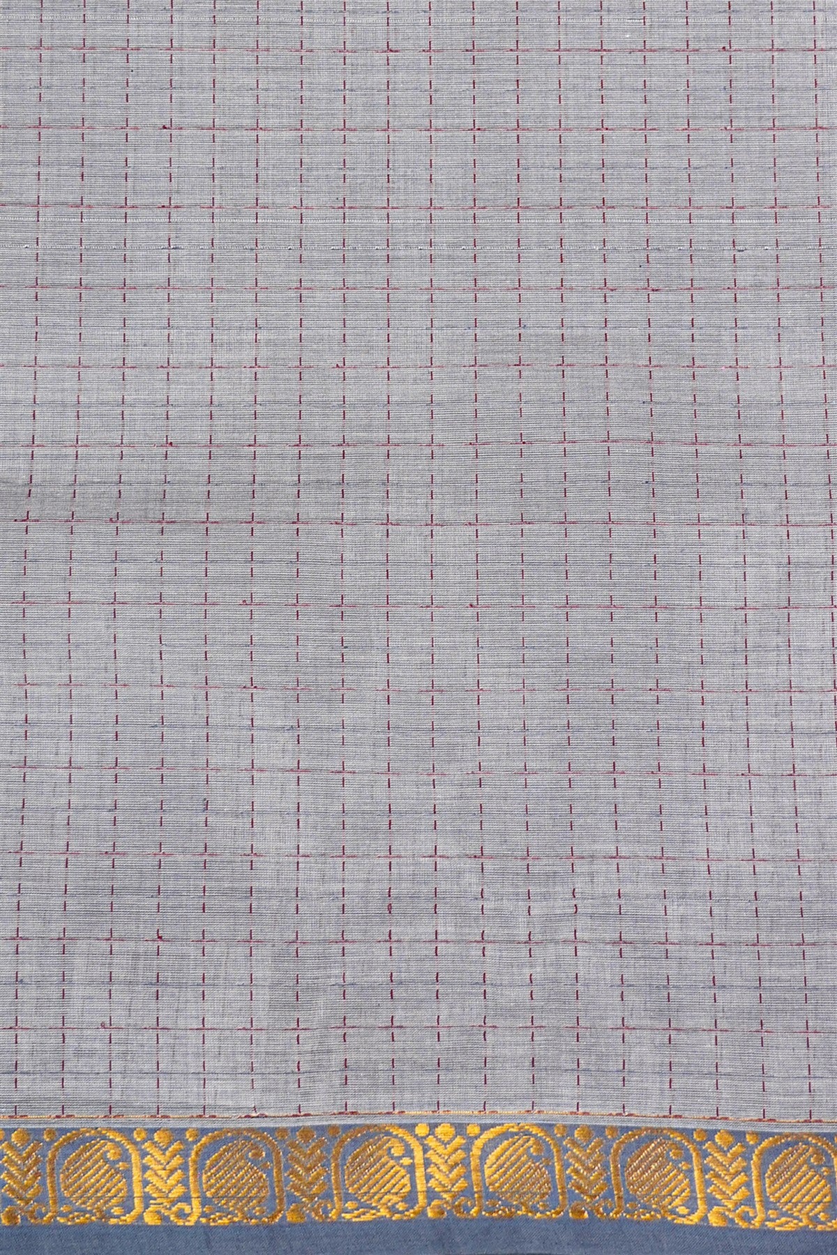 Cotton Grey Checked Dress Material