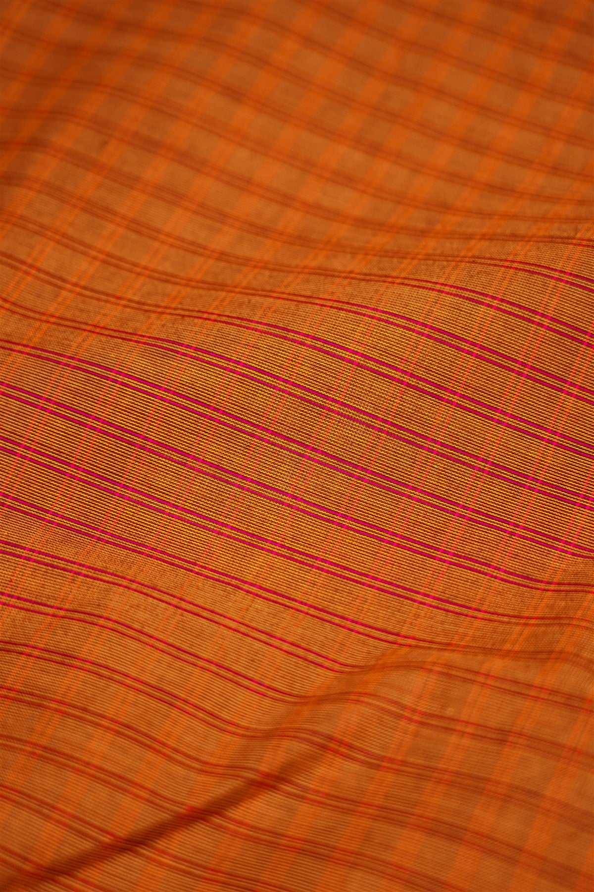 Cotton Mustard Yellow And Pink Striped Woven Dress Material