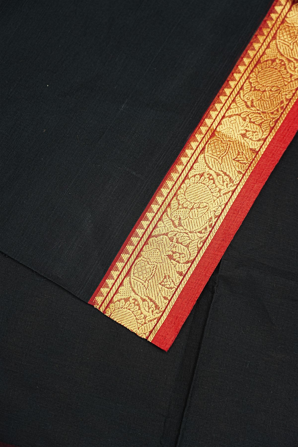 Cotton Black Zari Border Dress Material