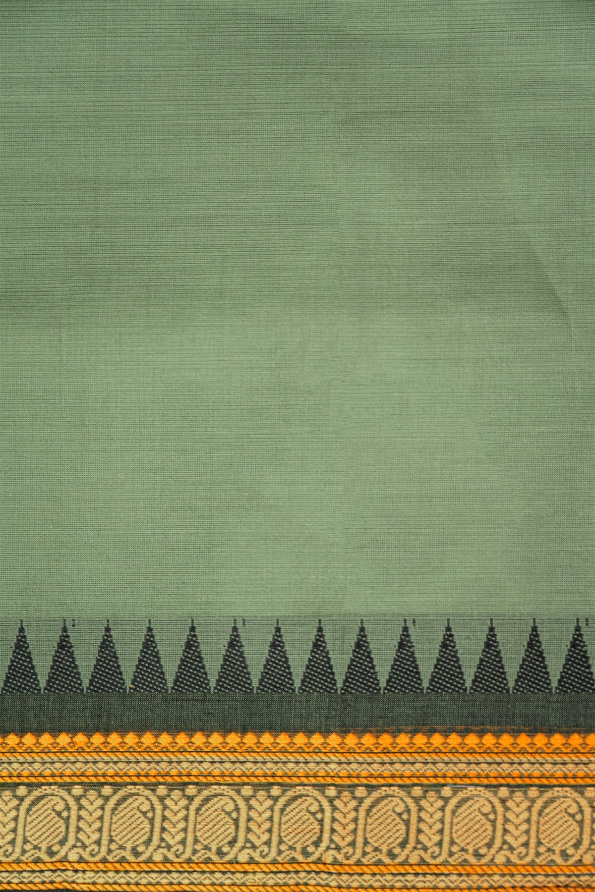 Cotton Sage Green Temple Border Dress Material