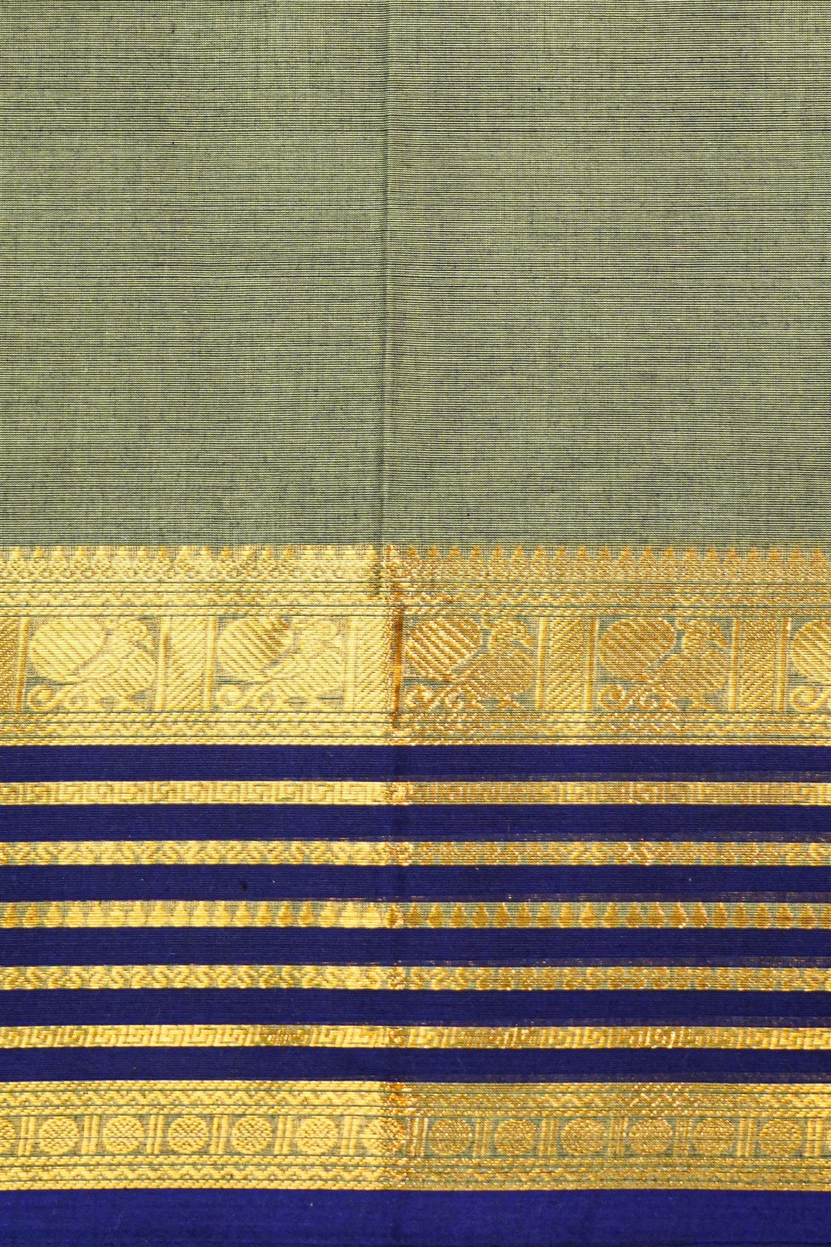Cotton Moss Green Zari Bordered Dress Material