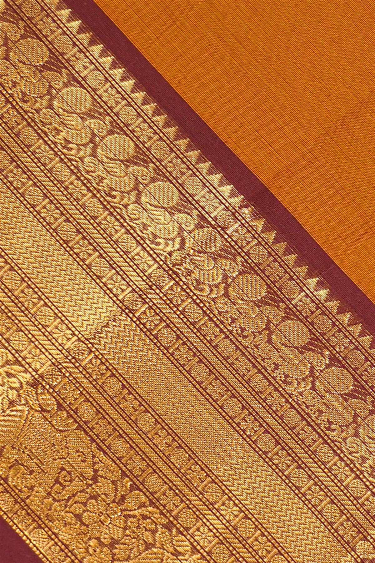 Cotton Mustard Yellow And Maroon Zari Border Dress Material