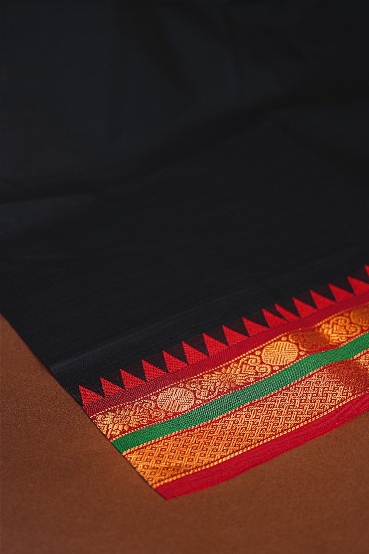 Cotton Black Zari Border Dress Material