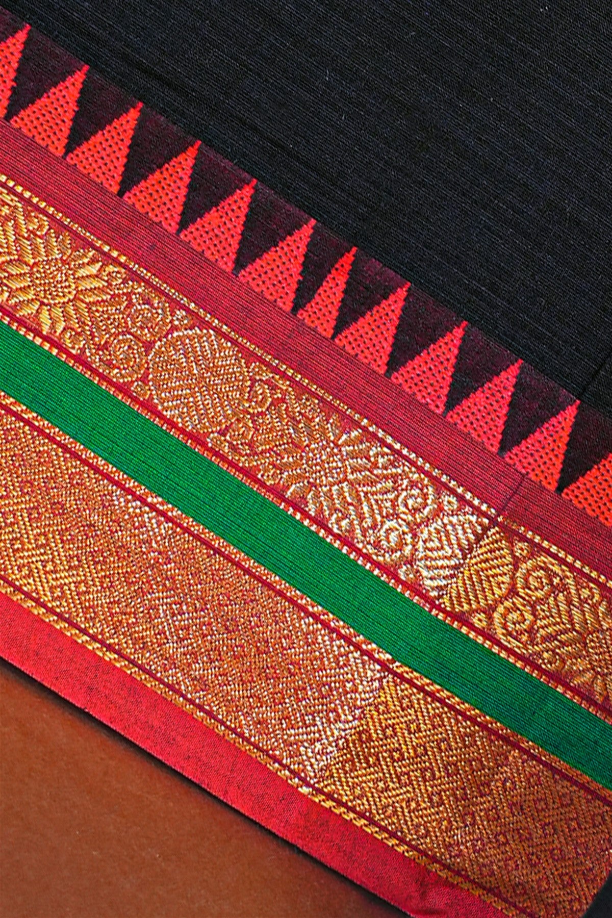 Cotton Black Zari Border Dress Material