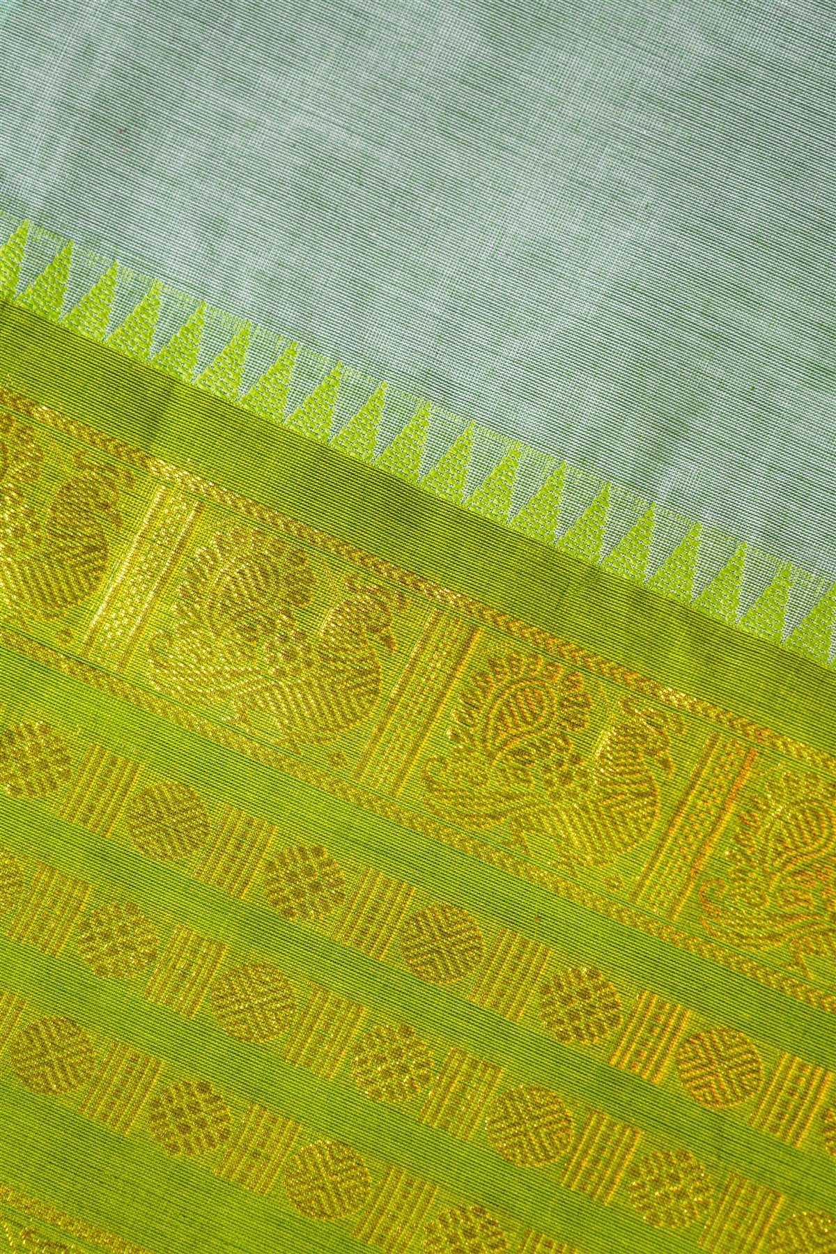 Cotton Pastel Green Zari Woven Dress Material