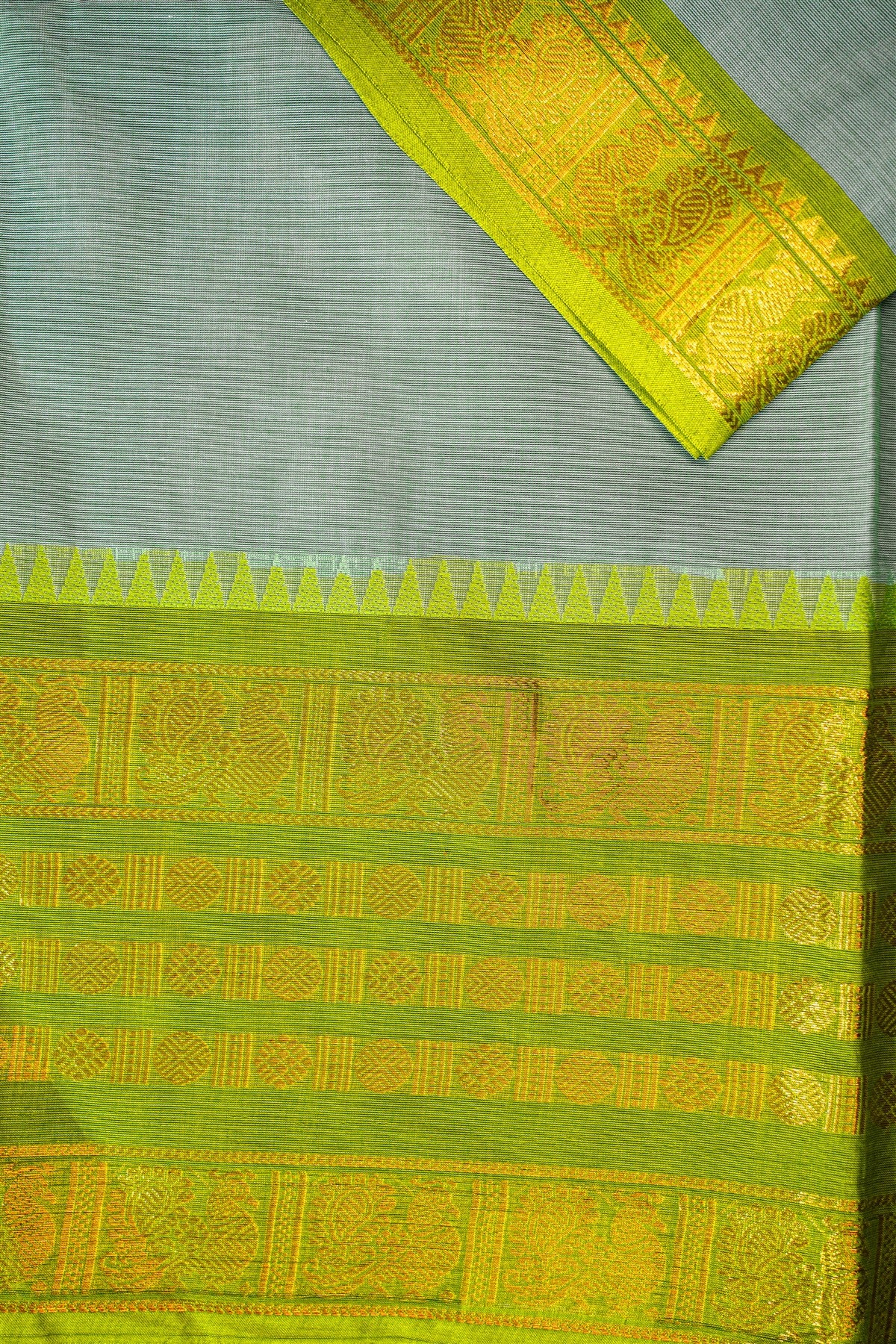 Cotton Pastel Green Zari Woven Dress Material