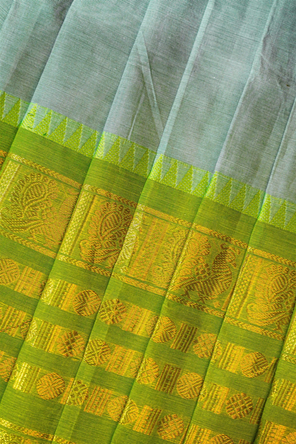 Cotton Pastel Green Zari Woven Dress Material
