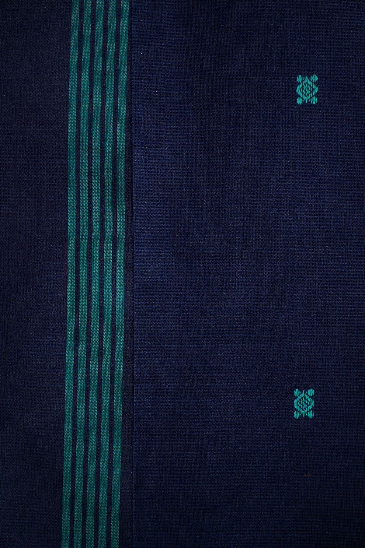 Cotton Green And Navy Blue Paisley Printed Dress Material