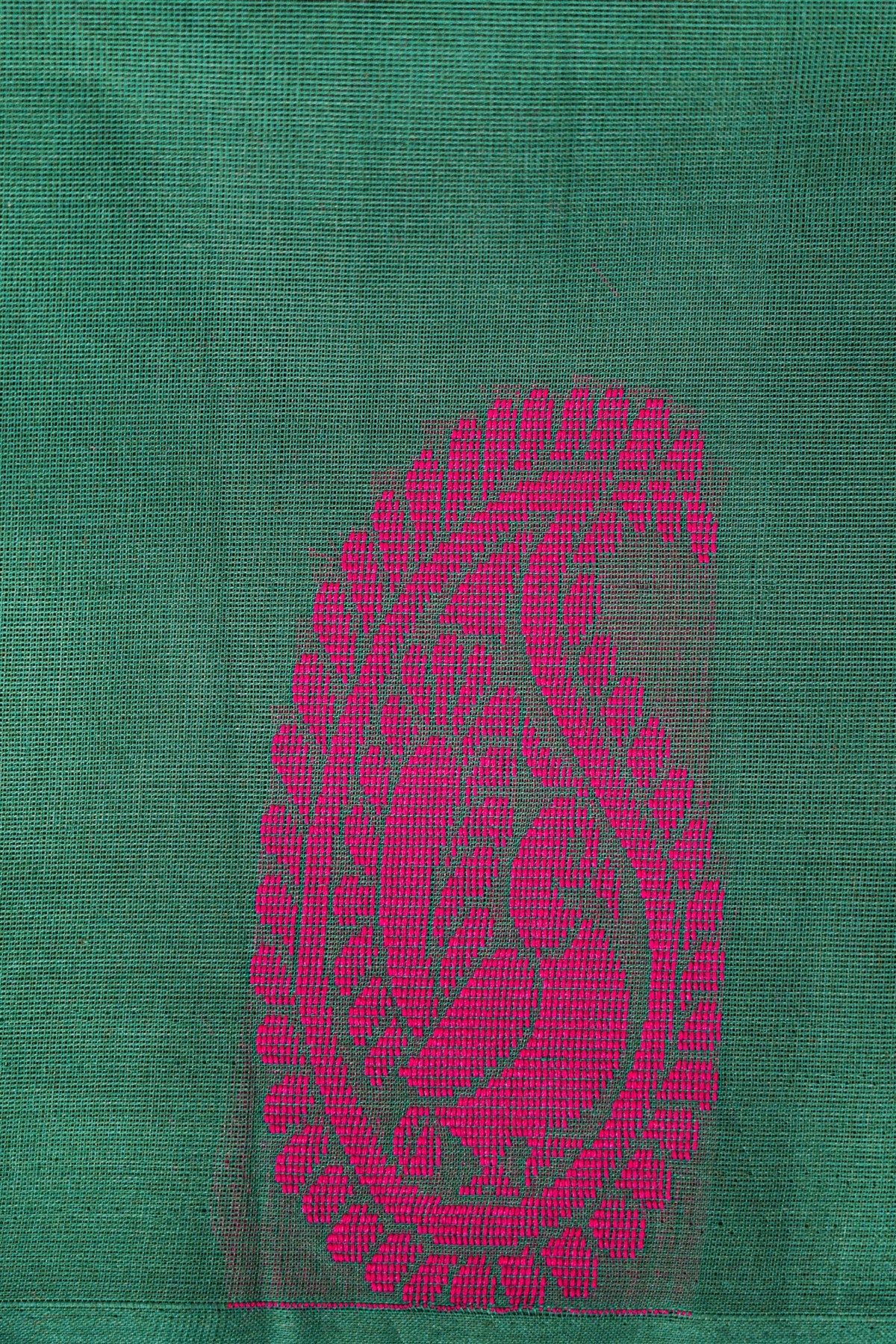 Cotton Green And Pink Paisley Motif Dress Material