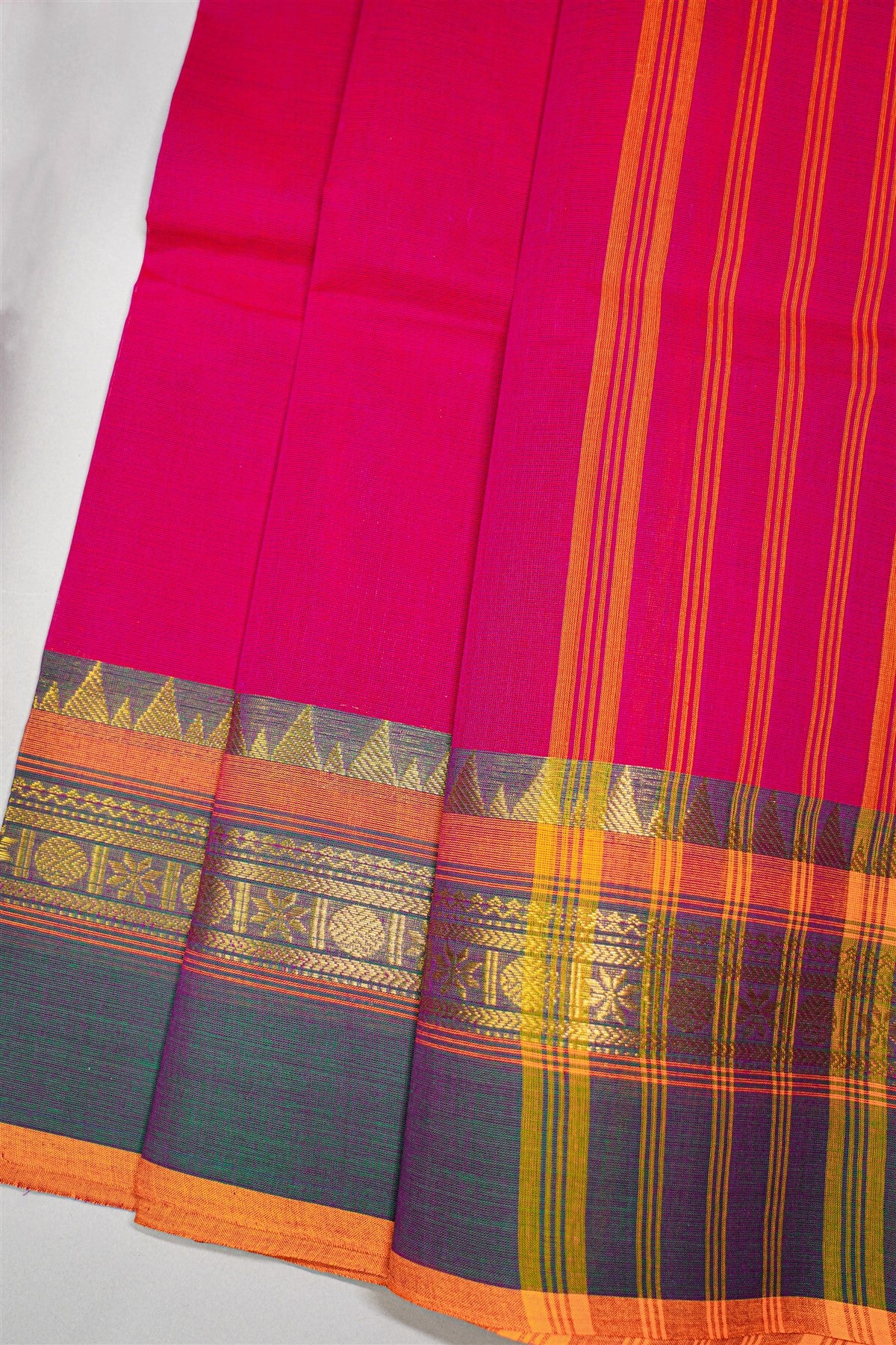 Cotton Pink Zari Border Woven Dress Material