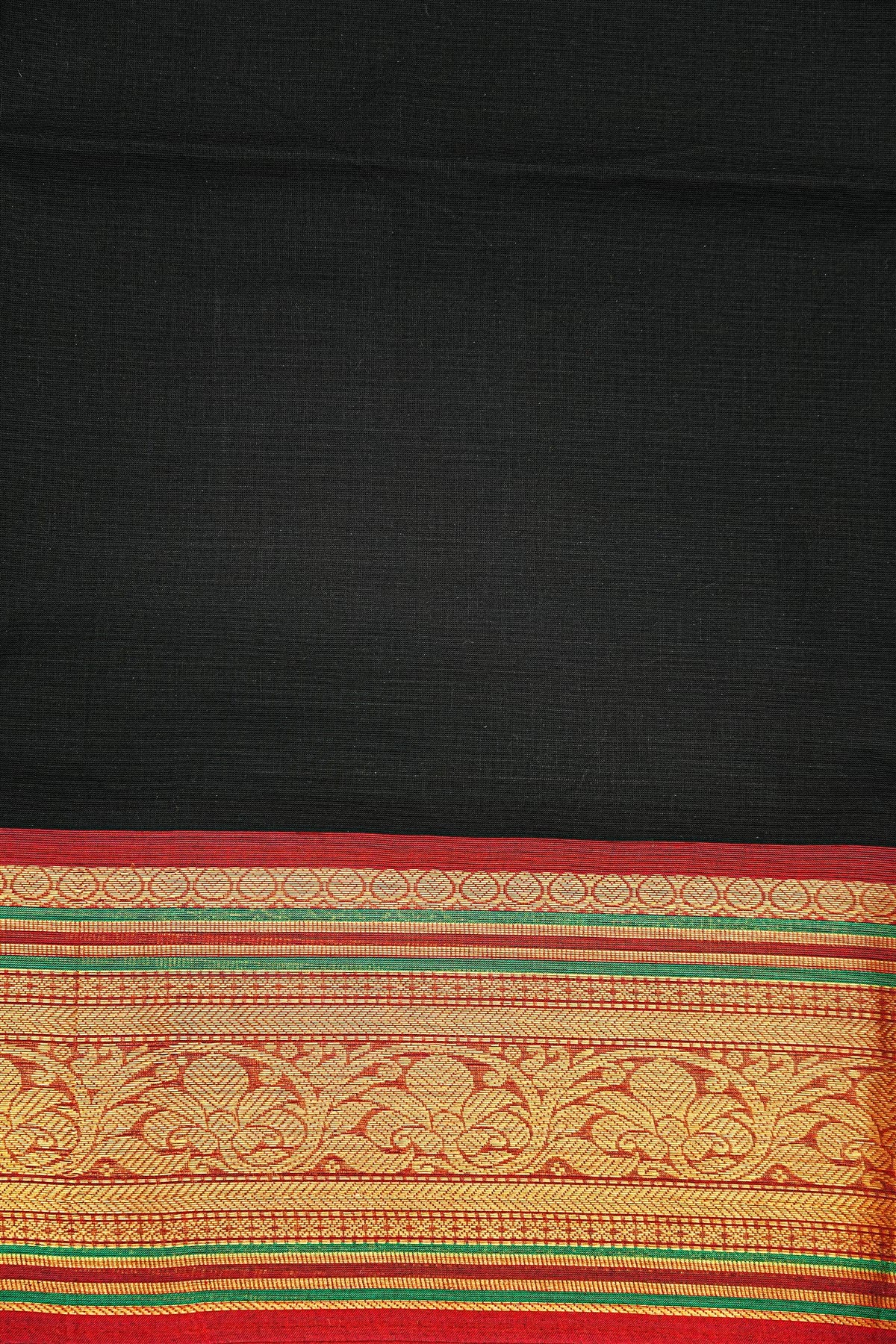 Cotton Black Zari Border Dress Material