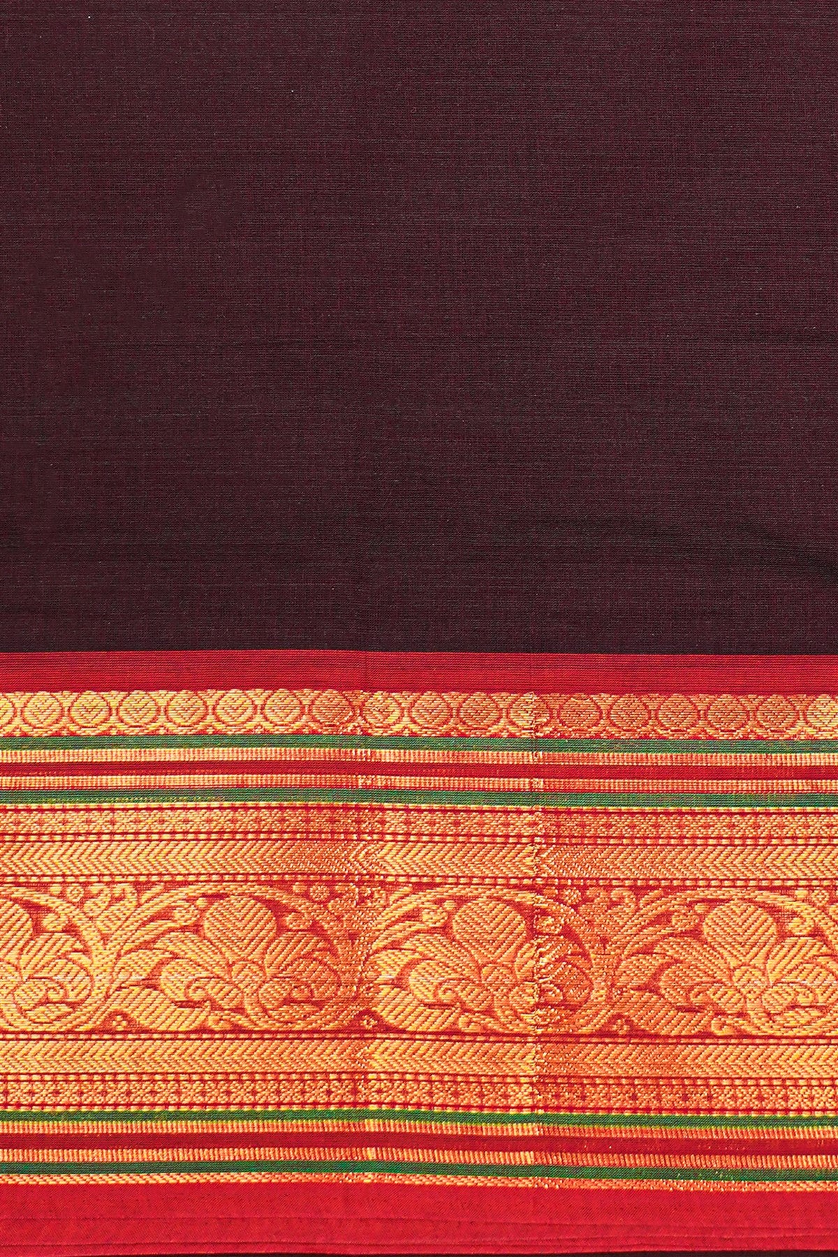 Cotton Brown Woven Zari Border Dress Material