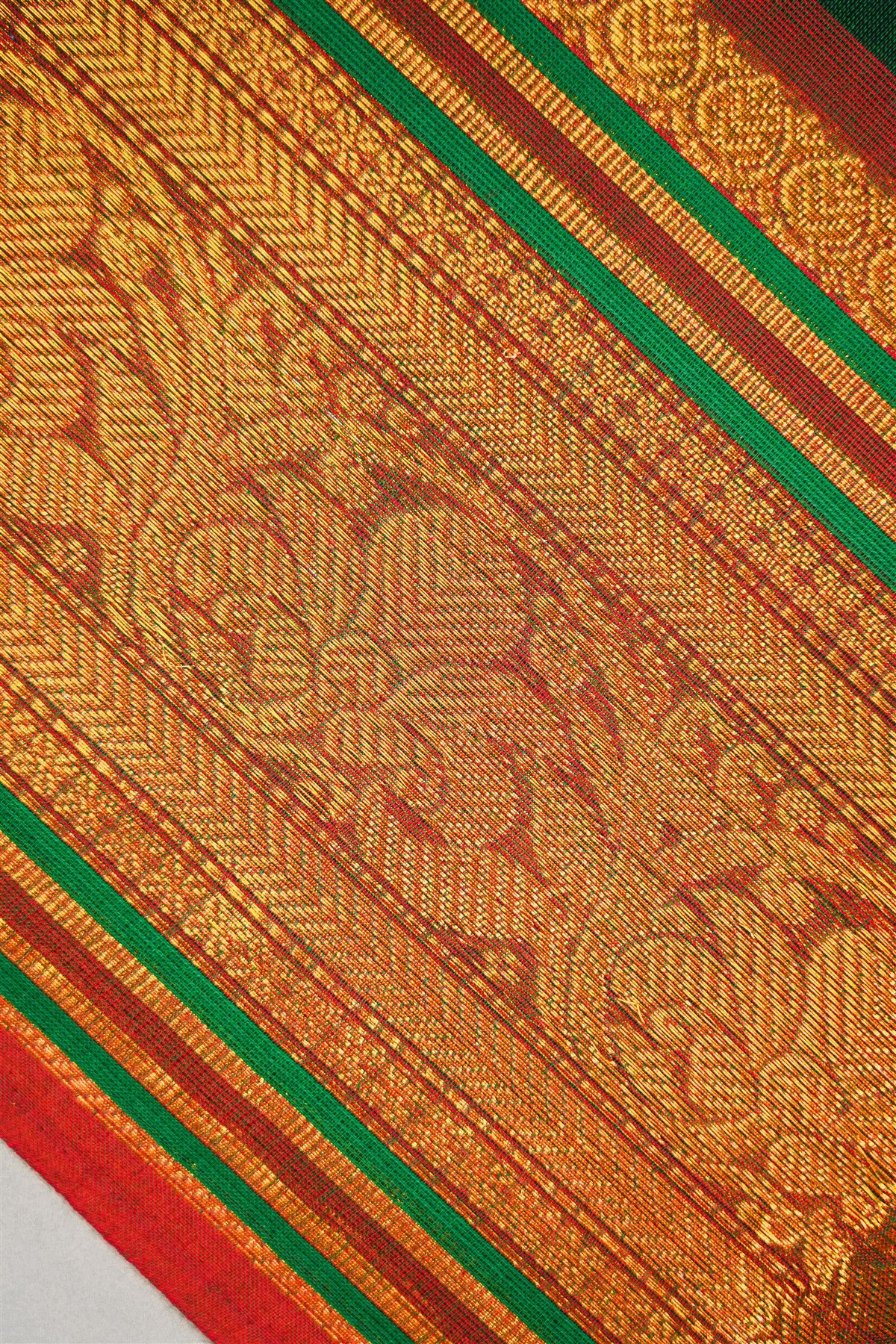 Cotton Green Zari Bordered Dress Material