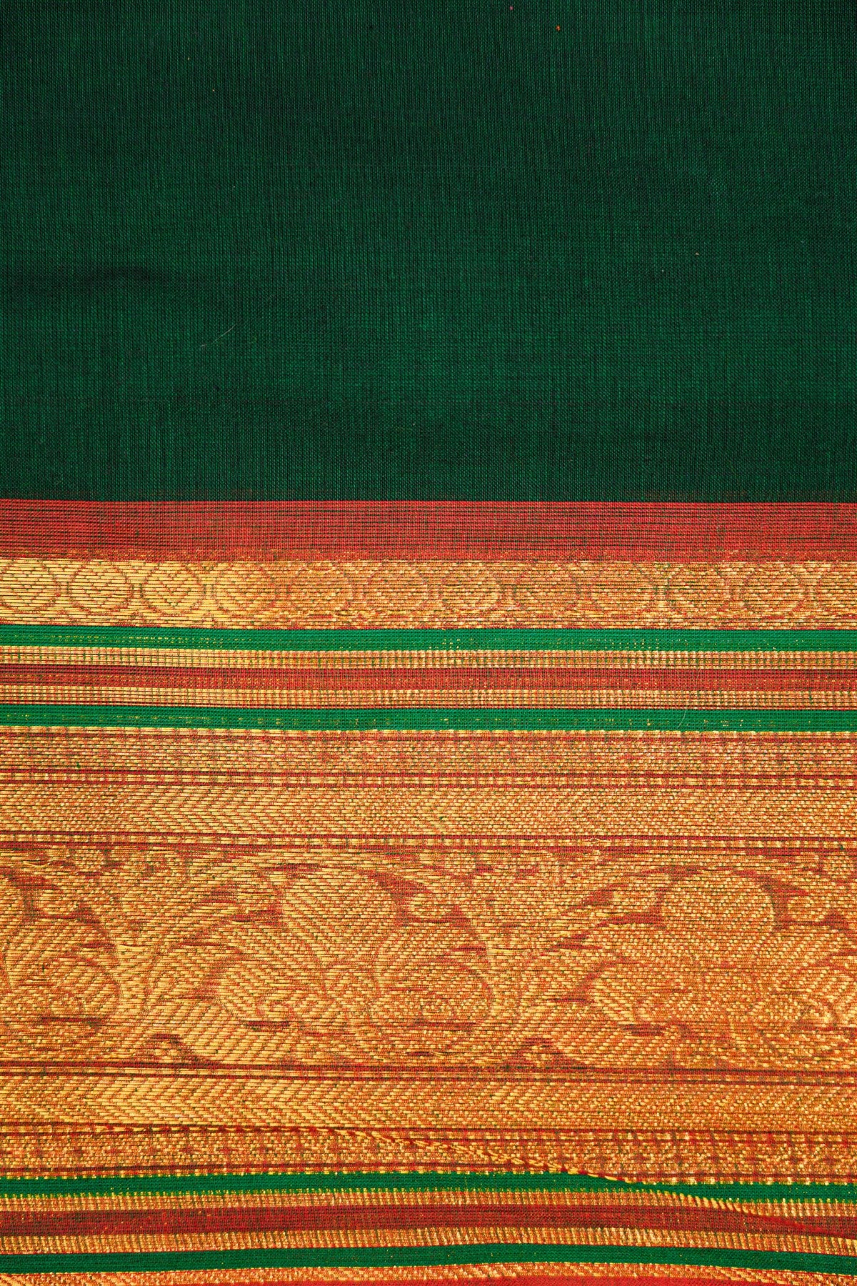 Cotton Green Zari Bordered Dress Material