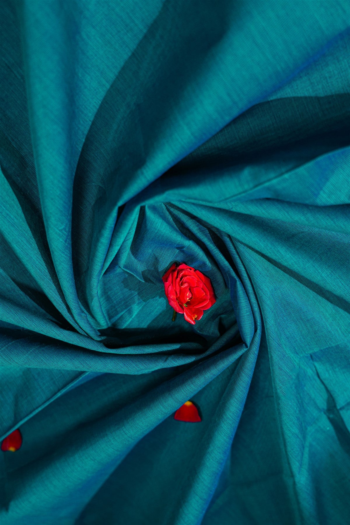 Cotton Teal And Purple Zari Bordered Dress Material