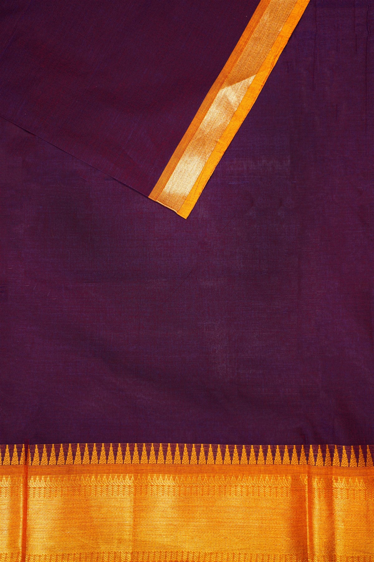 Cotton Wine  And Yellow Solid Zari Border Dress Material