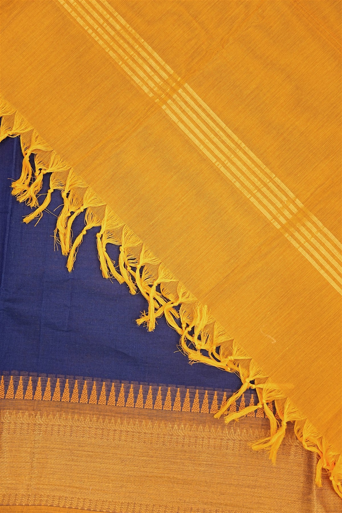 Cotton Navy Blue Zari Border Dress Material