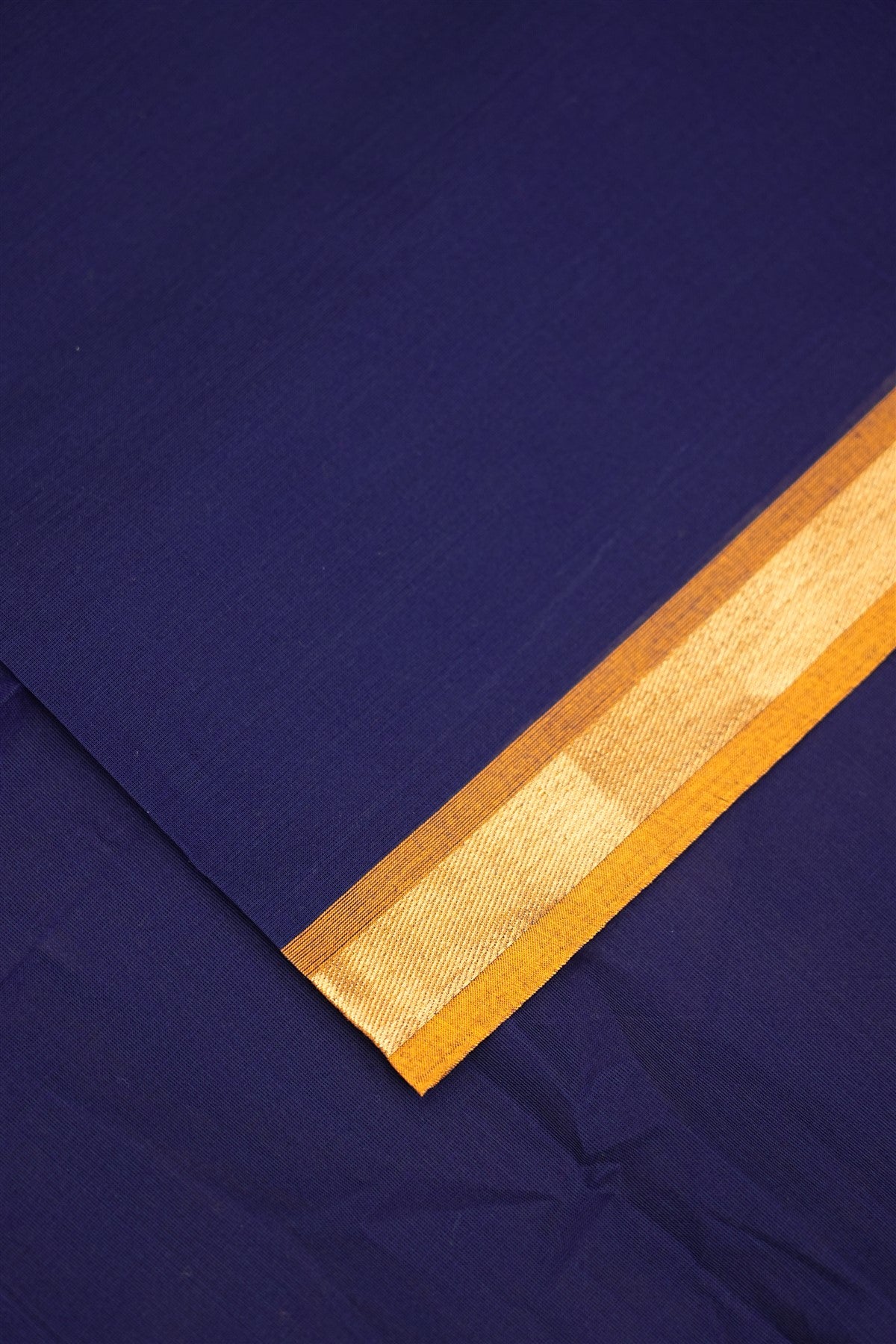 Cotton Navy Blue Zari Border Dress Material