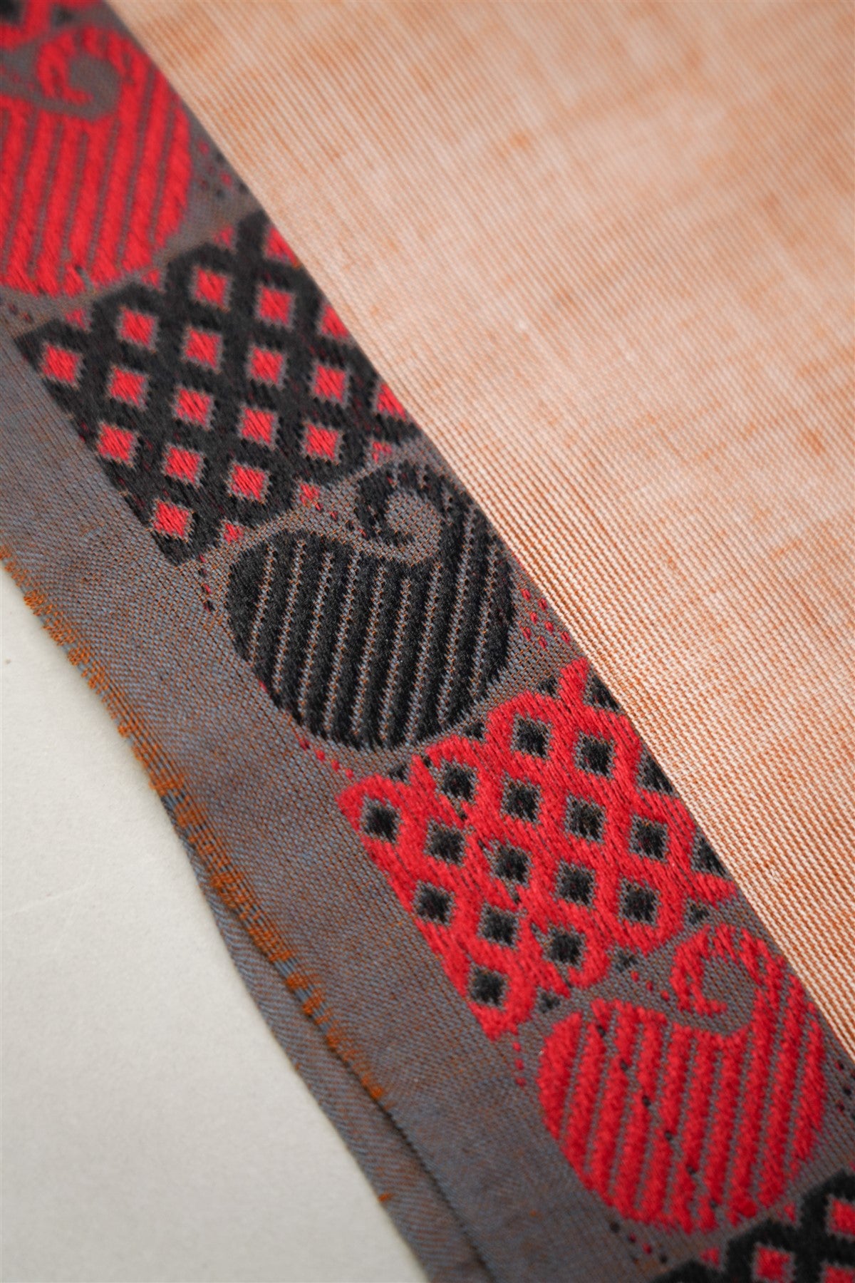 Cotton Peach And Grey Butta Design Dress Material