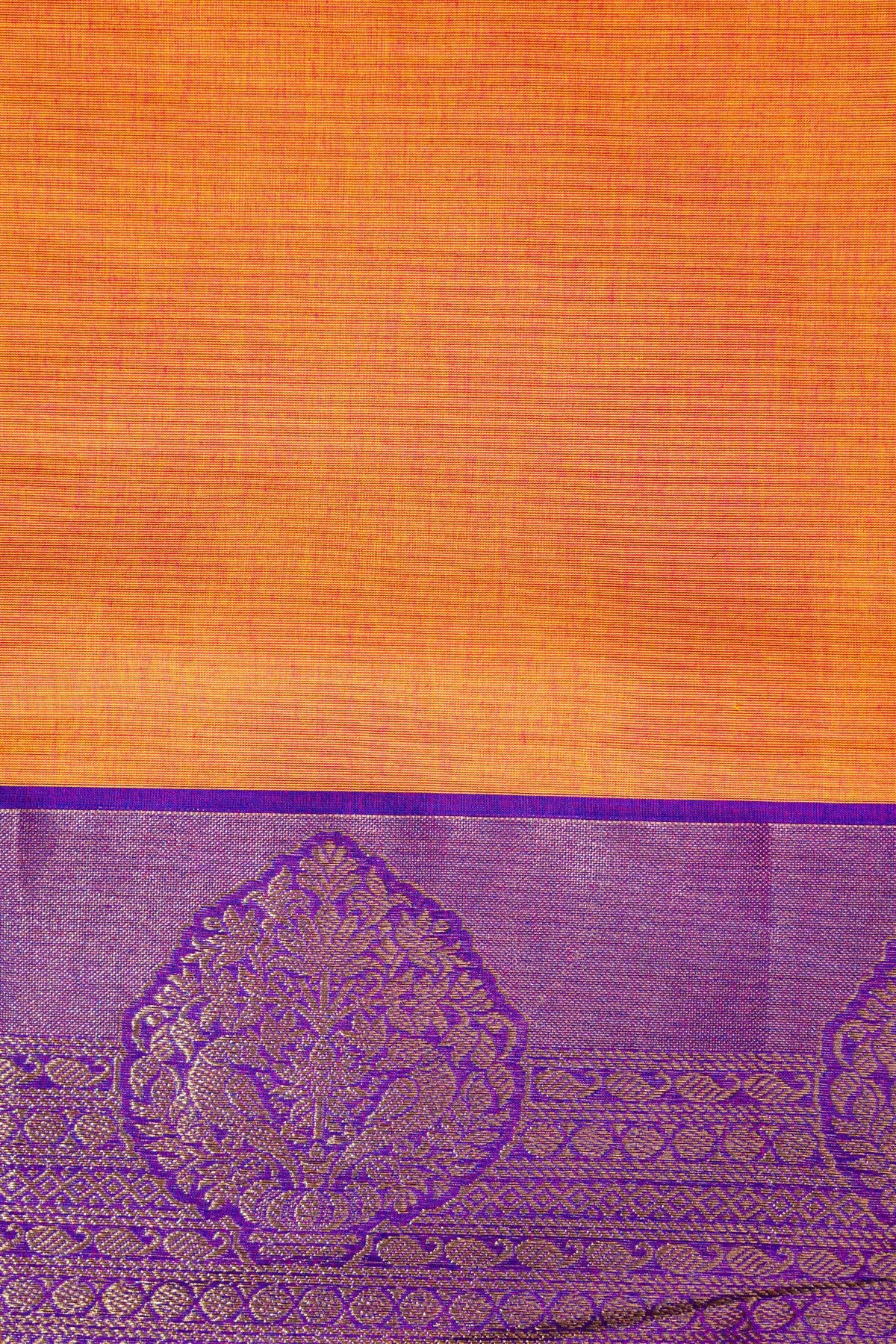 Cotton Orange Zari Border Dress Material