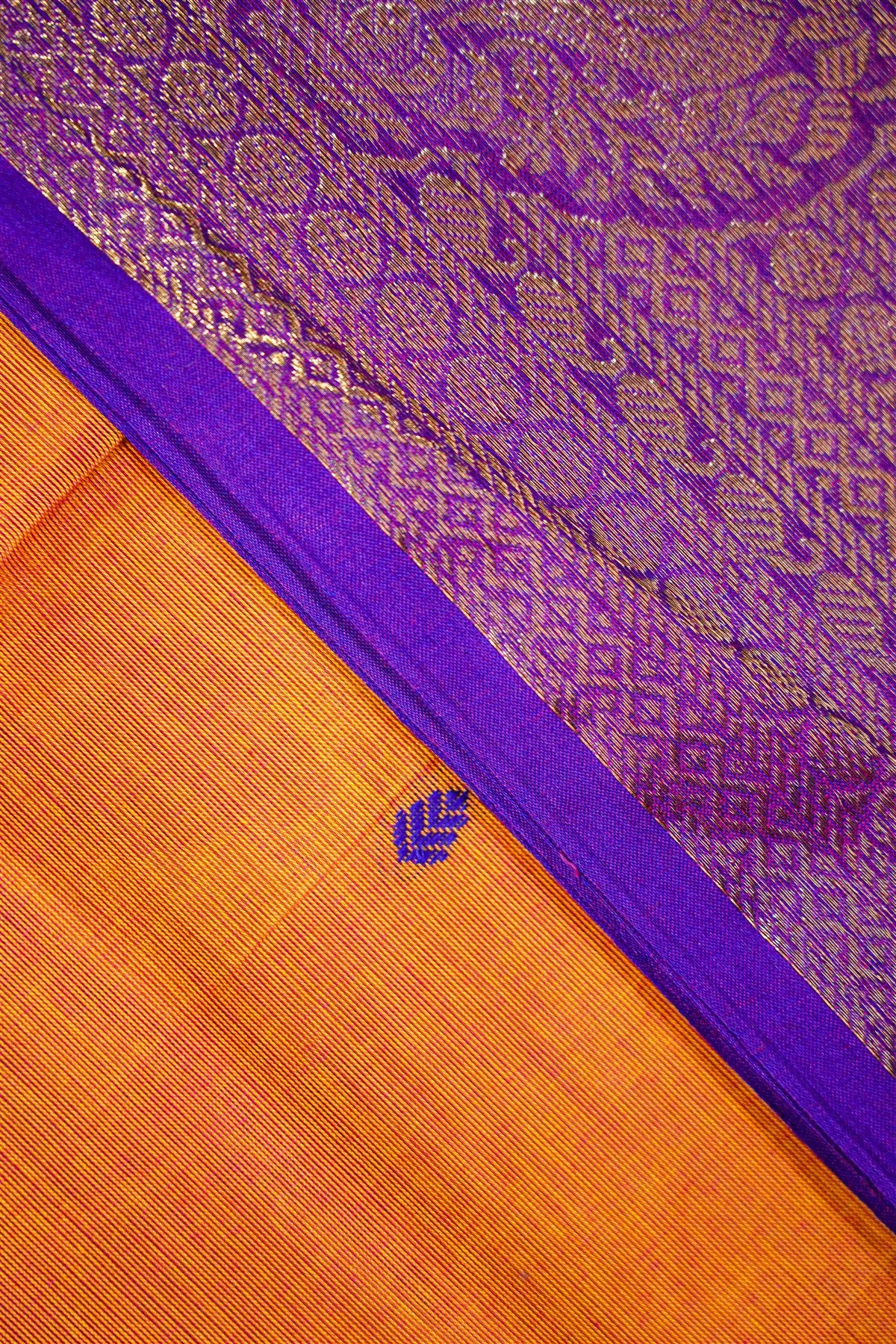 Cotton Orange Zari Border Dress Material