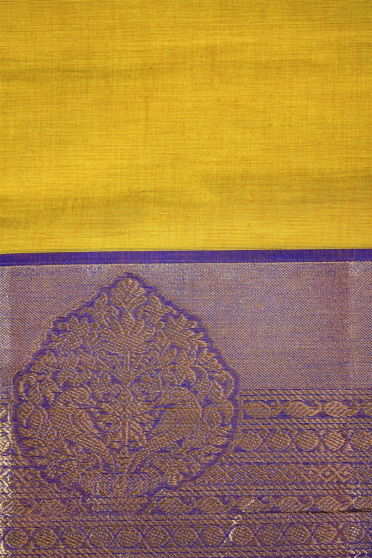 Cotton Mustard Yellow Woven Zari Border Dress Material