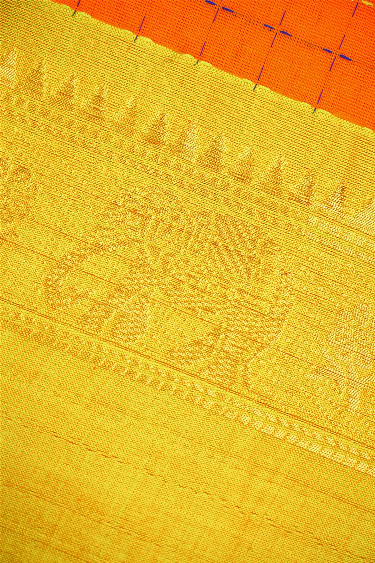 Cotton Orange And Green Checkered Zari Border Dress Material