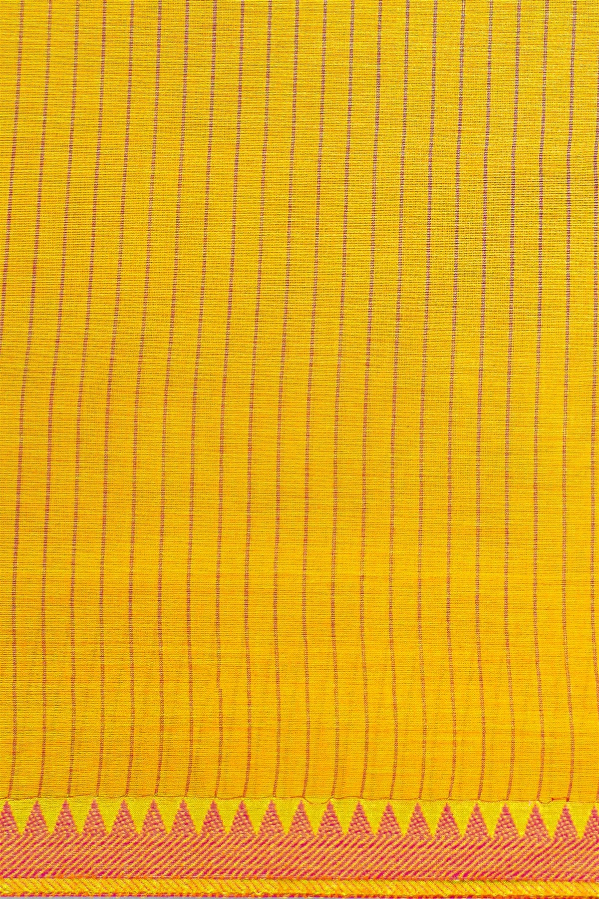 Cotton Yellow Striped With Border Dress Material