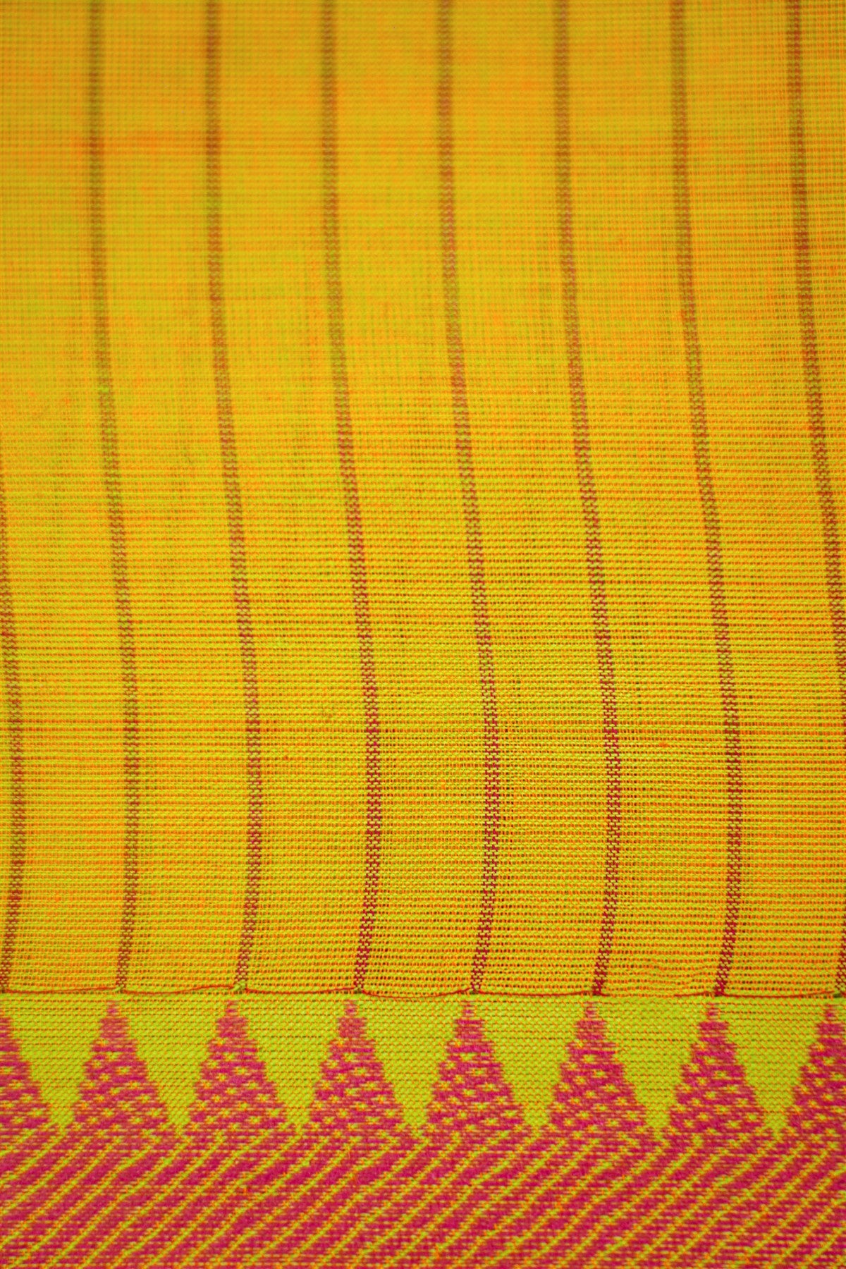 Cotton Yellow Striped With Border Dress Material