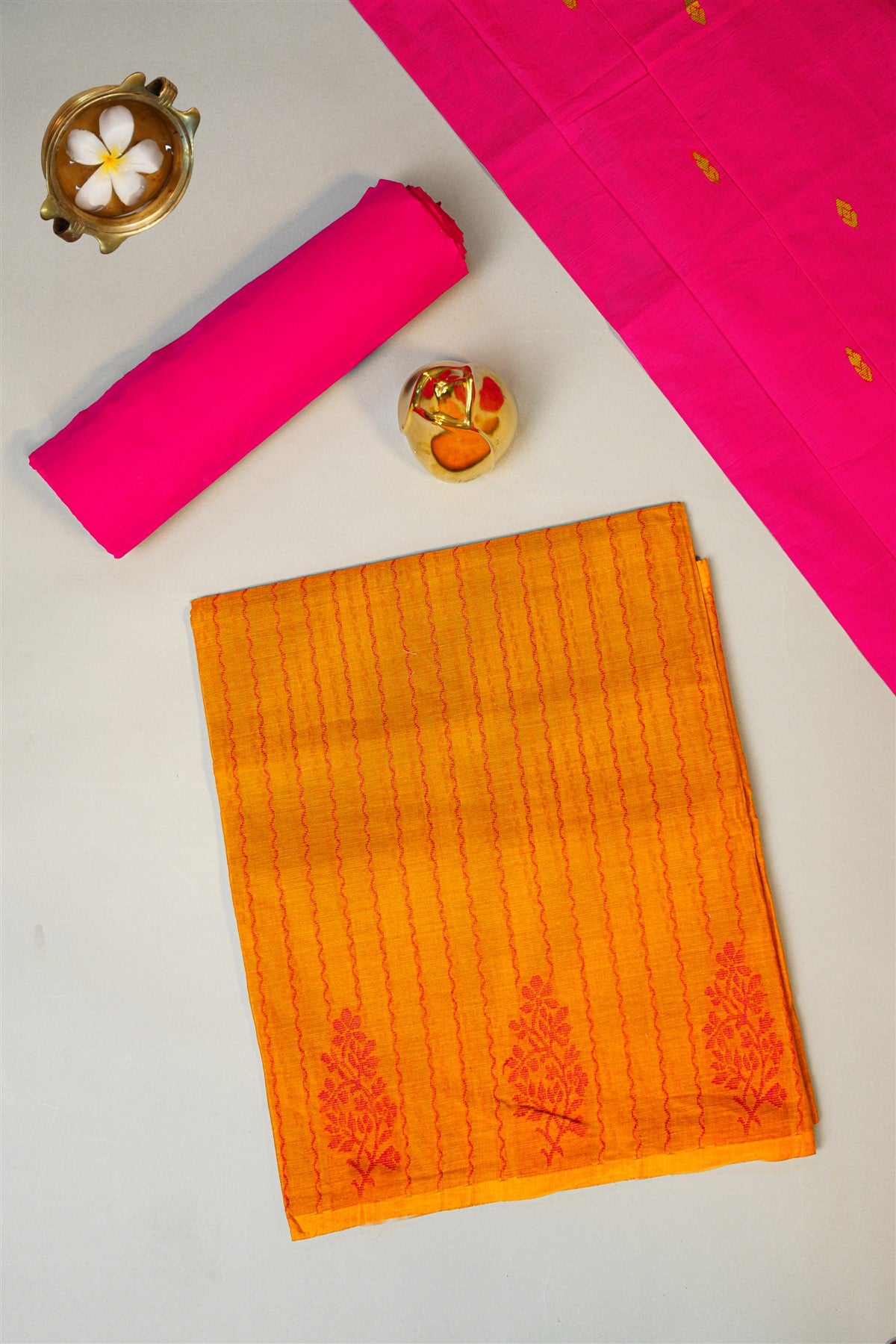 Cotton Mustard Yellow Dress Material
