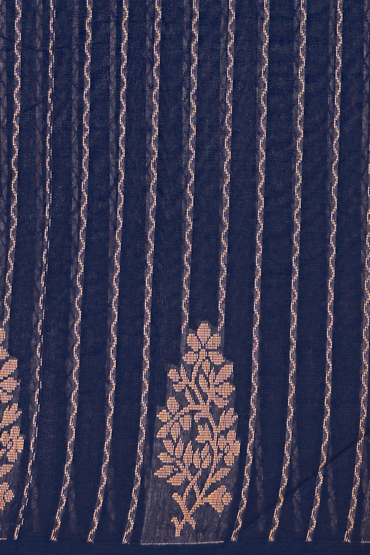 Cotton Navy Blue Woven Stripped Dress Material