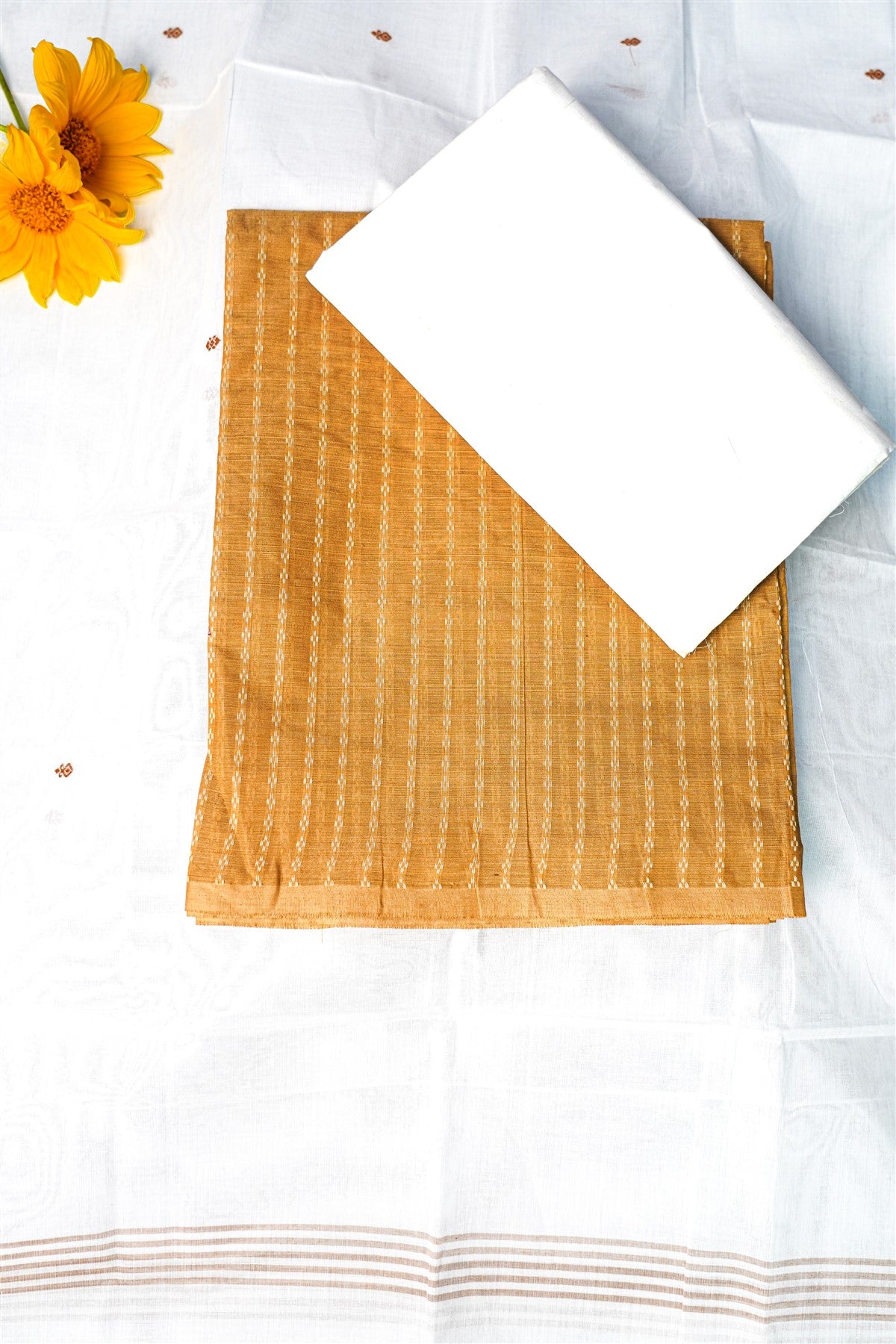 Cotton Mustard Yellow Dress Material