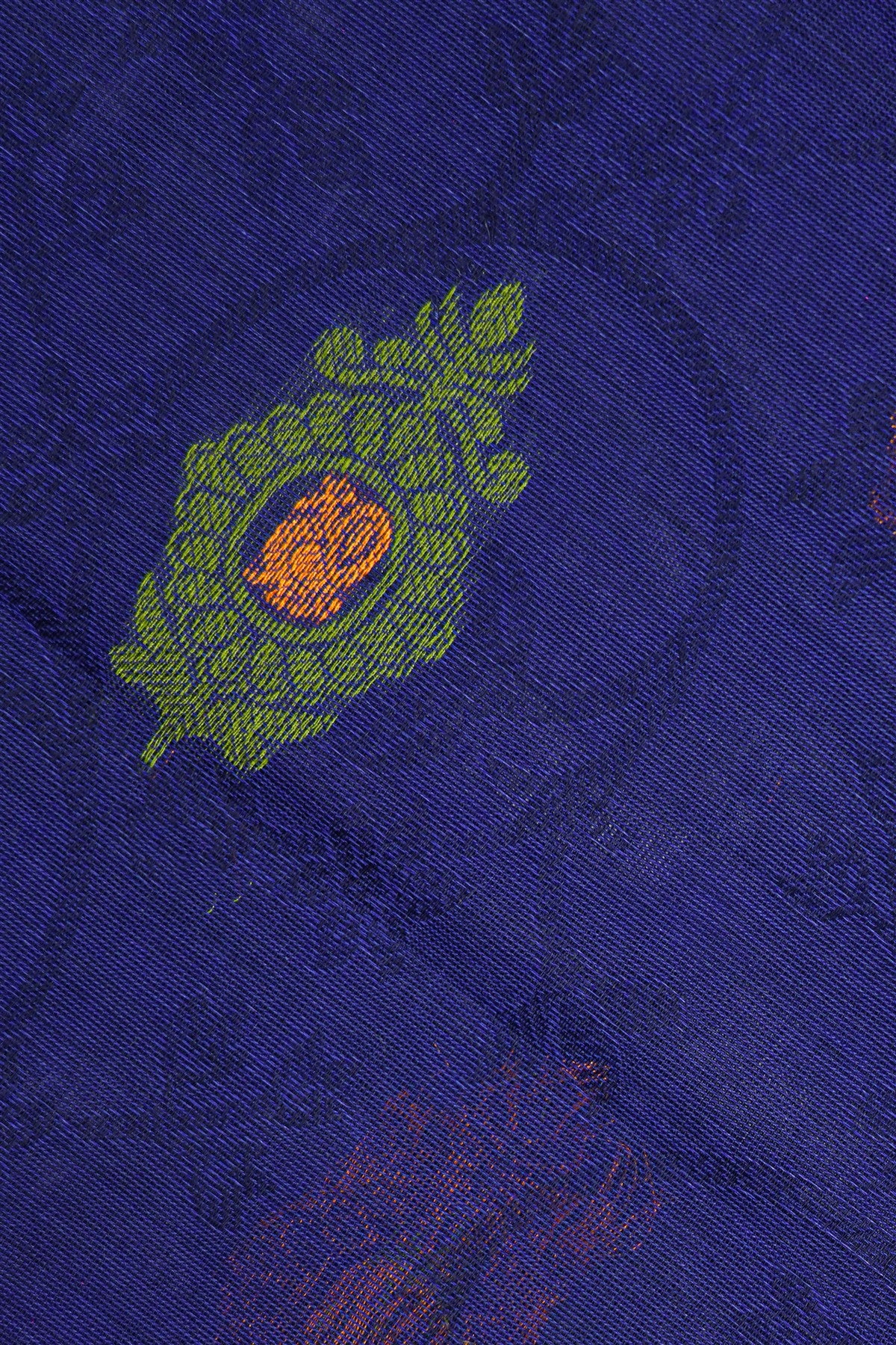 Cotton Navy Blue And Lime Green Woven Butta Dress Material