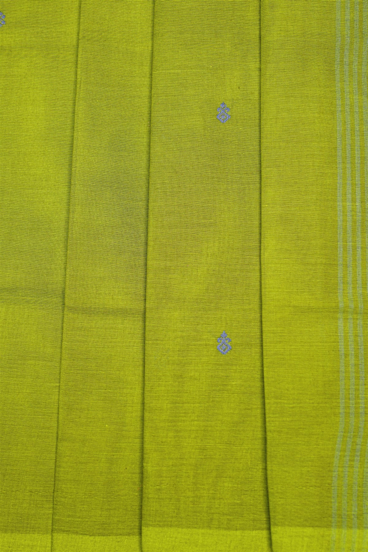 Cotton Navy Blue And Lime Green Woven Butta Dress Material