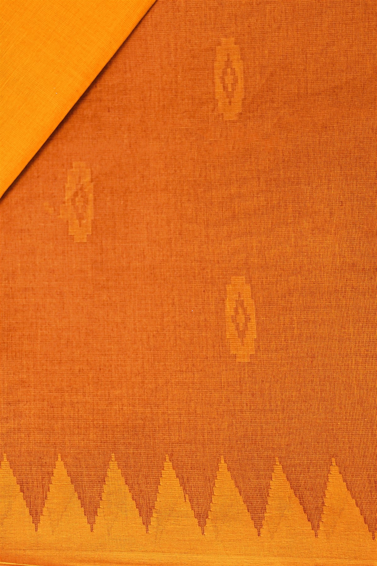 Cotton Orange Woven Motif Dress Material