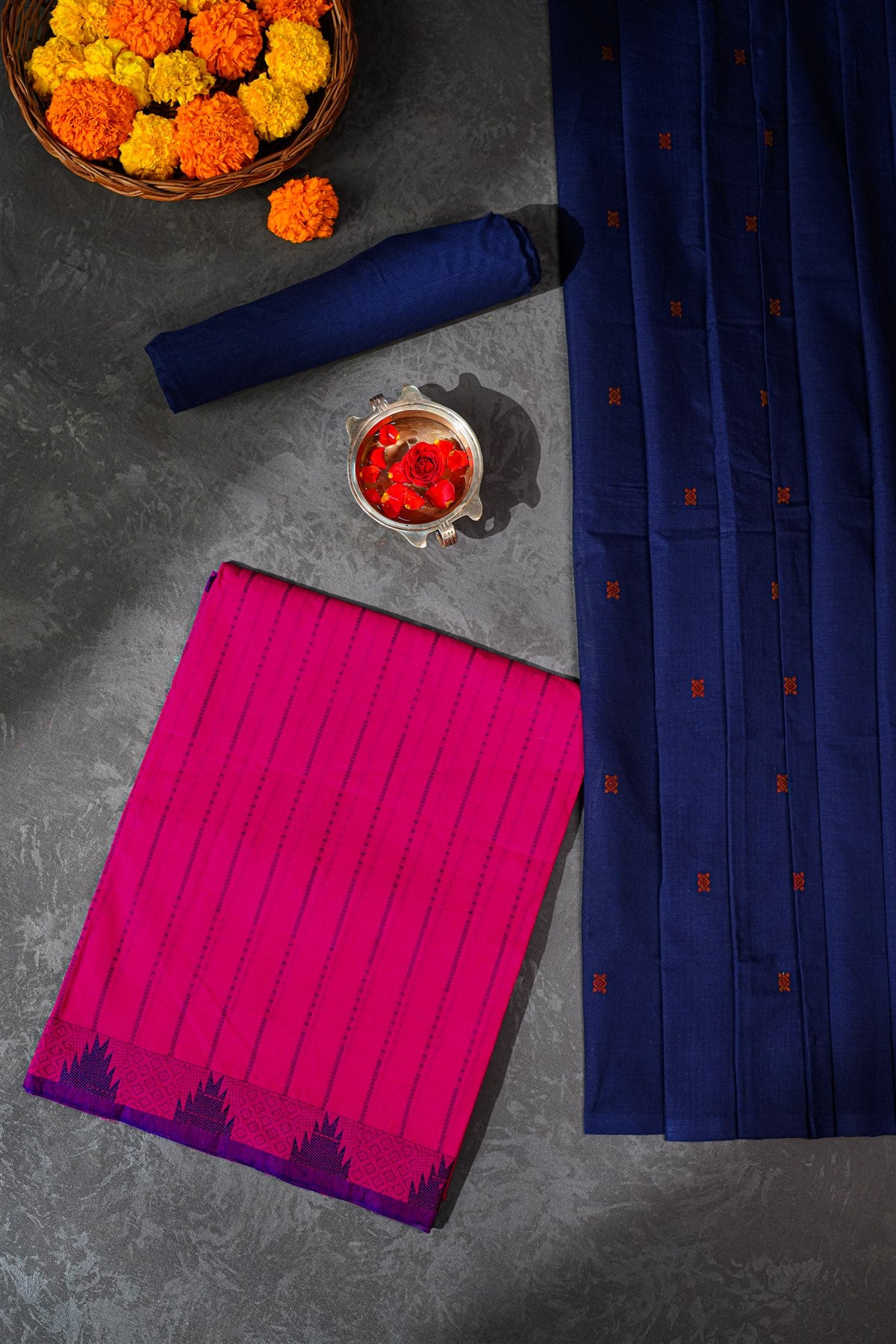 Cotton Dark Pink  Dress Material
