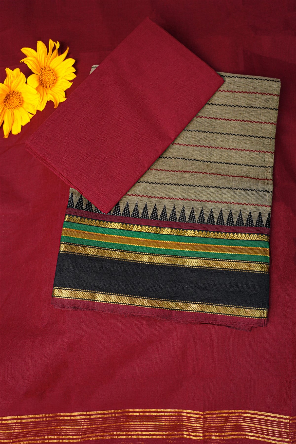 Cotton Grey Dress Material